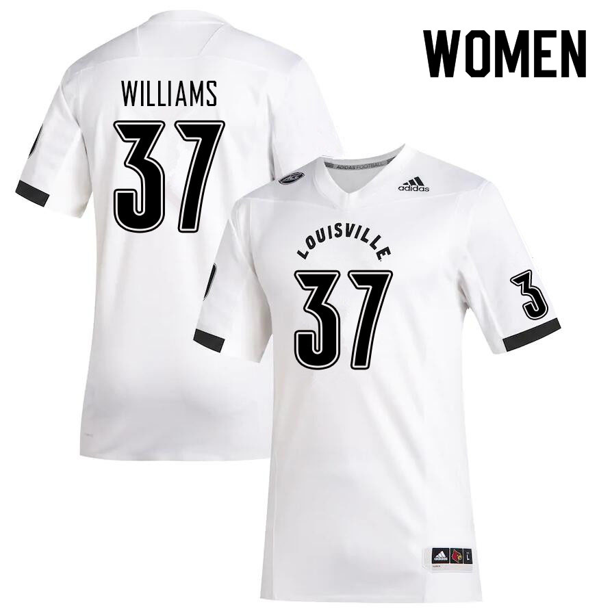Women #37 Jacob Williams Louisville Cardinals College Football Jerseys Sale-White - Click Image to Close